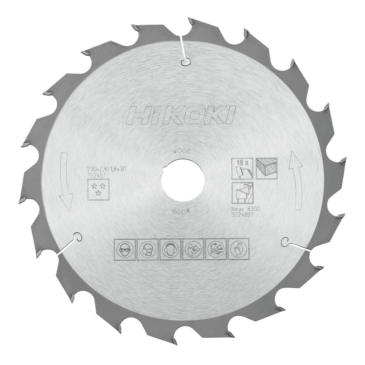 Hoja de sierra TCT madera 230x30xZ18 diente alterno