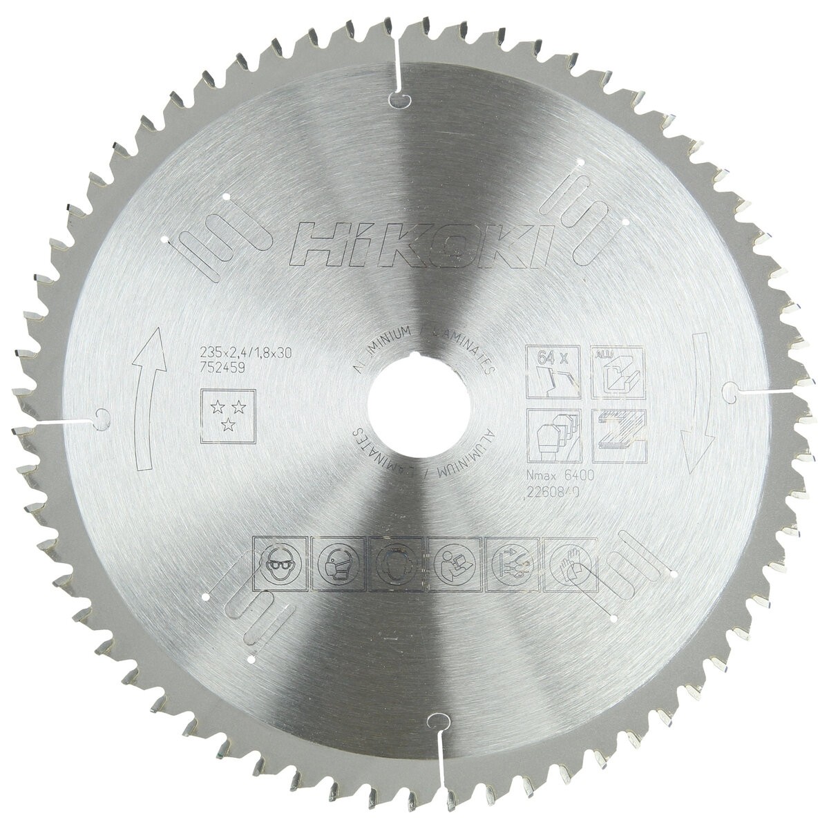 Hoja de sierra TCT laminados aluminio 235x30 z64 diente trapezoidal / plano