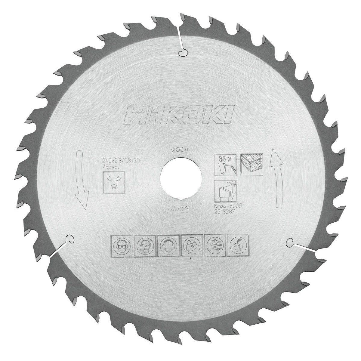Hoja de sierra TCT madera 240x30 Z36 diente alterno