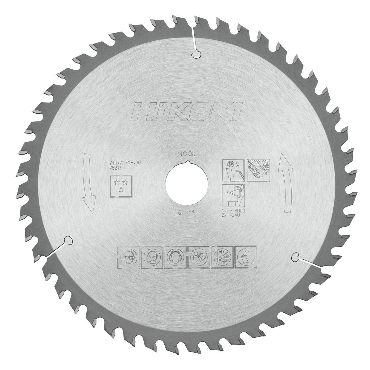 Hoja de sierra TCT madera 240x30xZ48 diente alterno