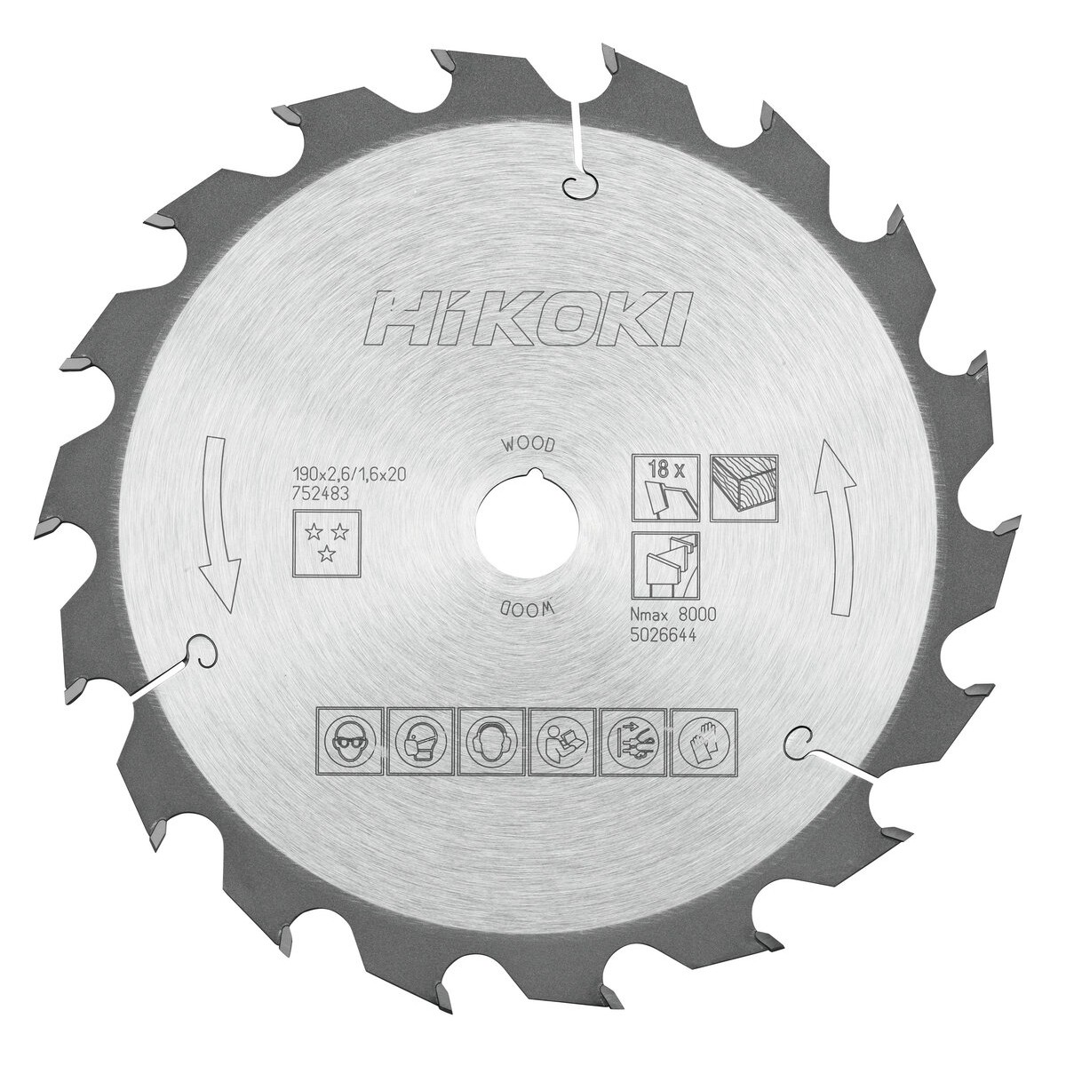 Hoja de sierra TCT madera 190x20 Z18 diente alterno