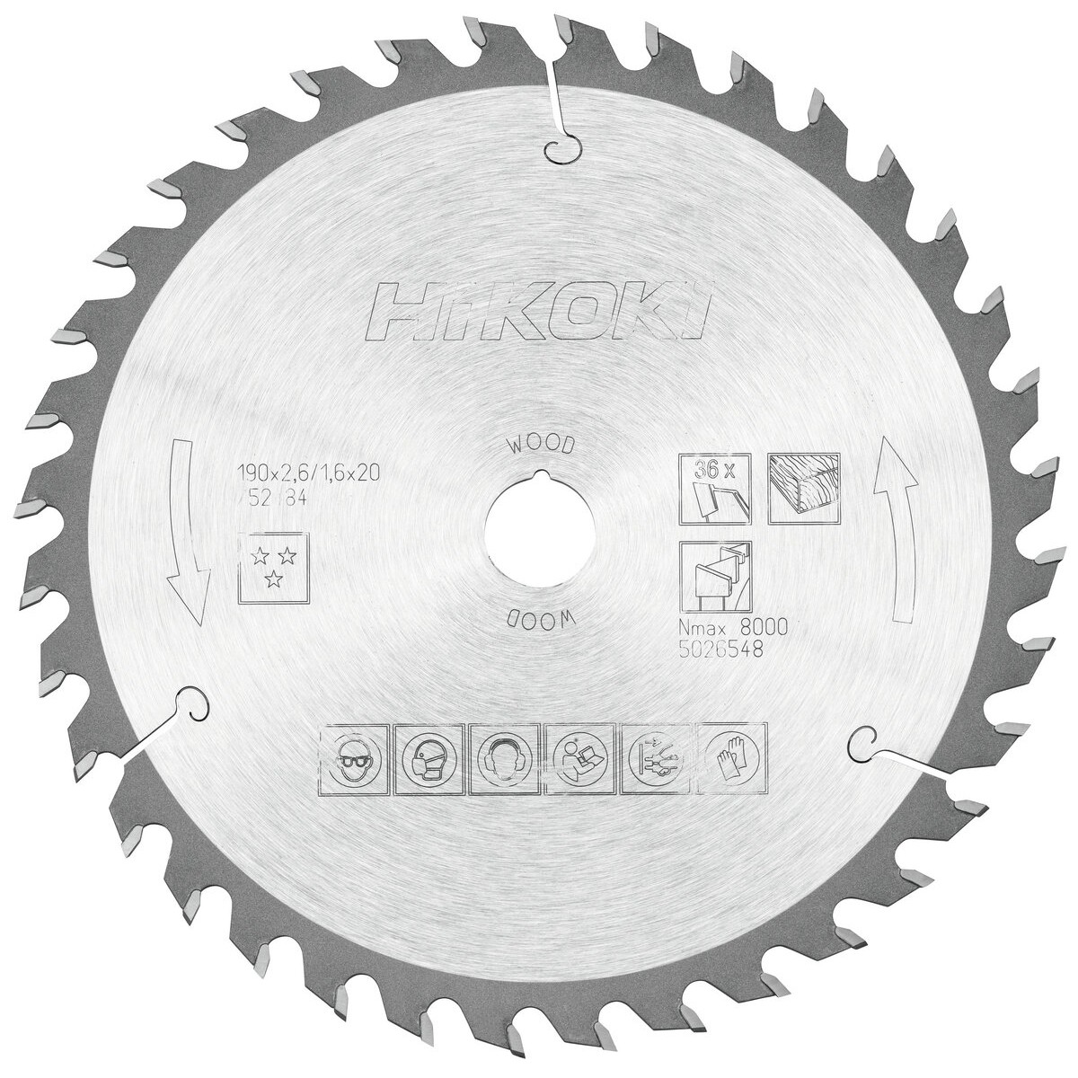 Hoja de sierra TCT madera 190x20 Z36 diente alterno