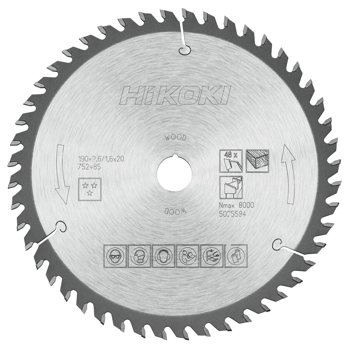 Hoja de sierra TCT madera 190x20 Z48 diente alterno