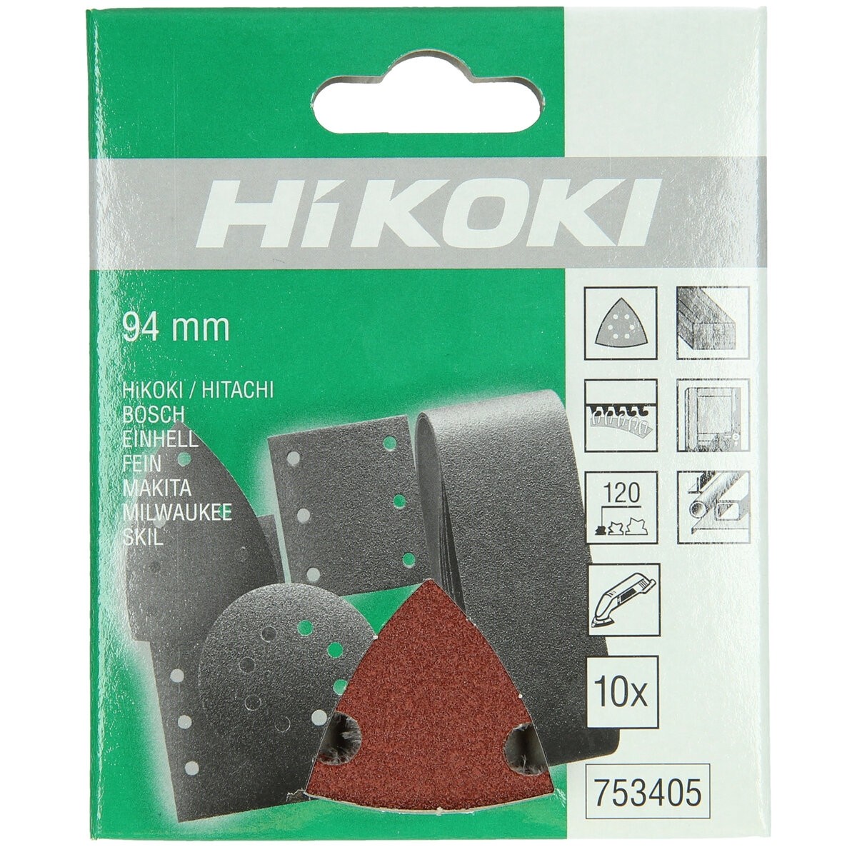 10 hojas de lijar 94mm P120, enganche con tejido autoadherente, rojo