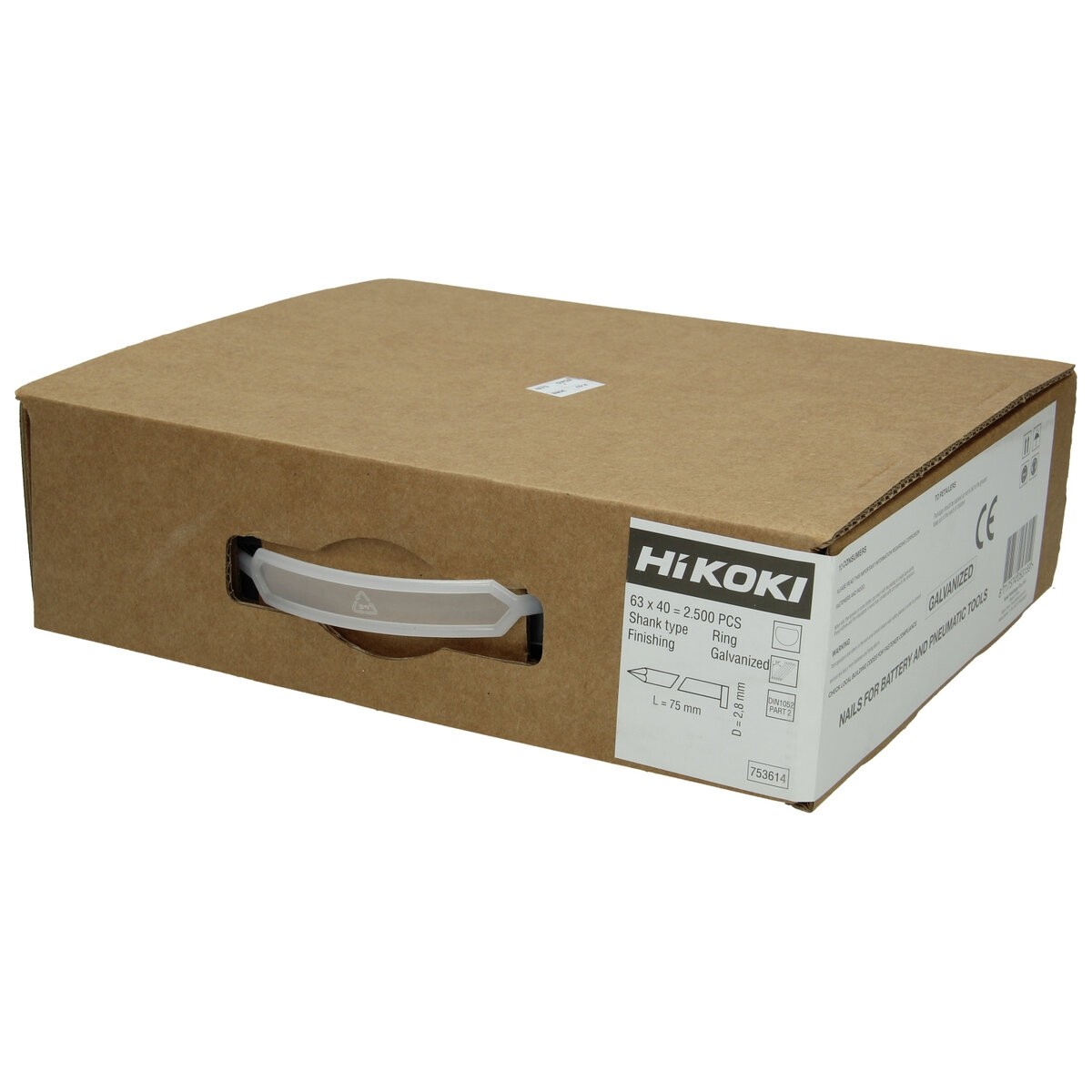 2500 clavos para estructuras 34° cabeza en D 2,8 x 75 mm, caña de anillo, MHD