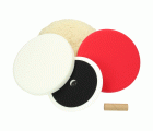 Starterkit pulido, plato 160 mm x M14, plato de lana merino cóncavo 200 mm, espuma roja y blanca 200 mm, (enganche con tejido autoadherente)