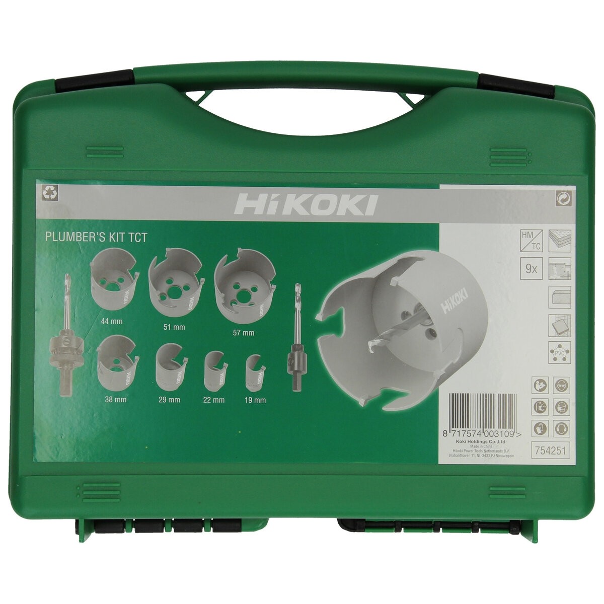 Juego de corona Plumber, punta carburo (9 piezas)