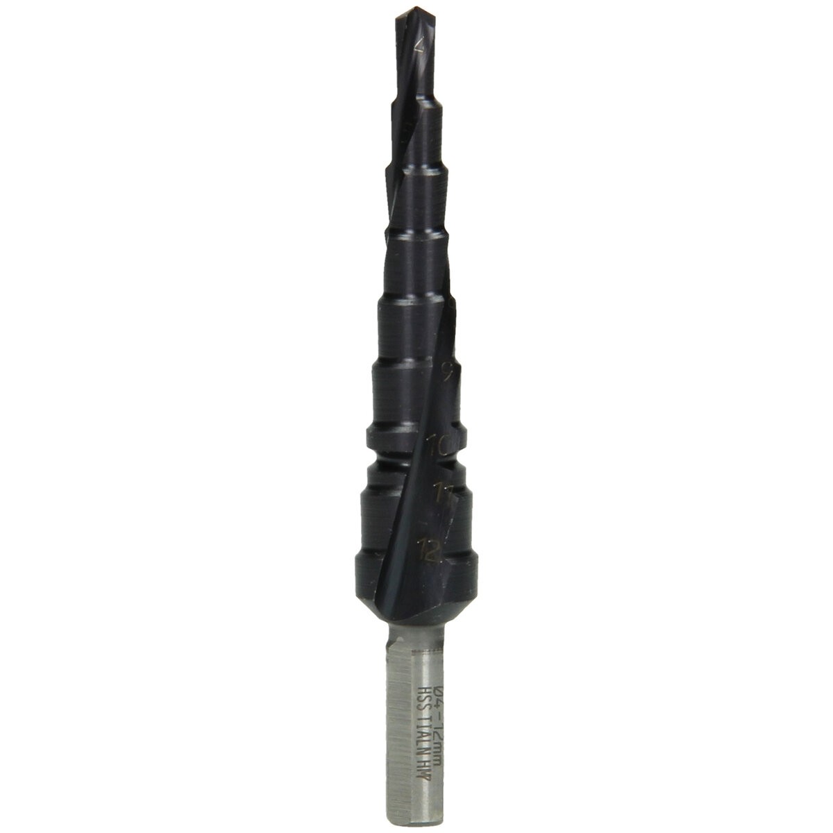 Broca escalonada HSS recubierta de TiAlN, estriado helicoidal 4 - 12 mm