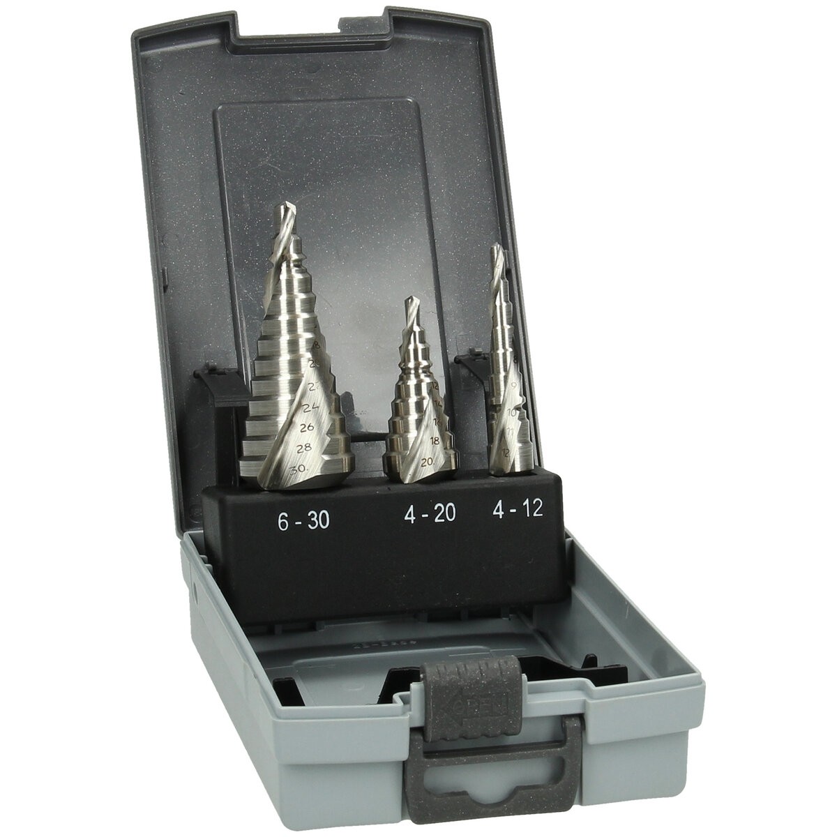 Juego de brocas escalonadas HSS estría helicoidal (3 piezas) 4-12 / 4-20 / 6-30 mm