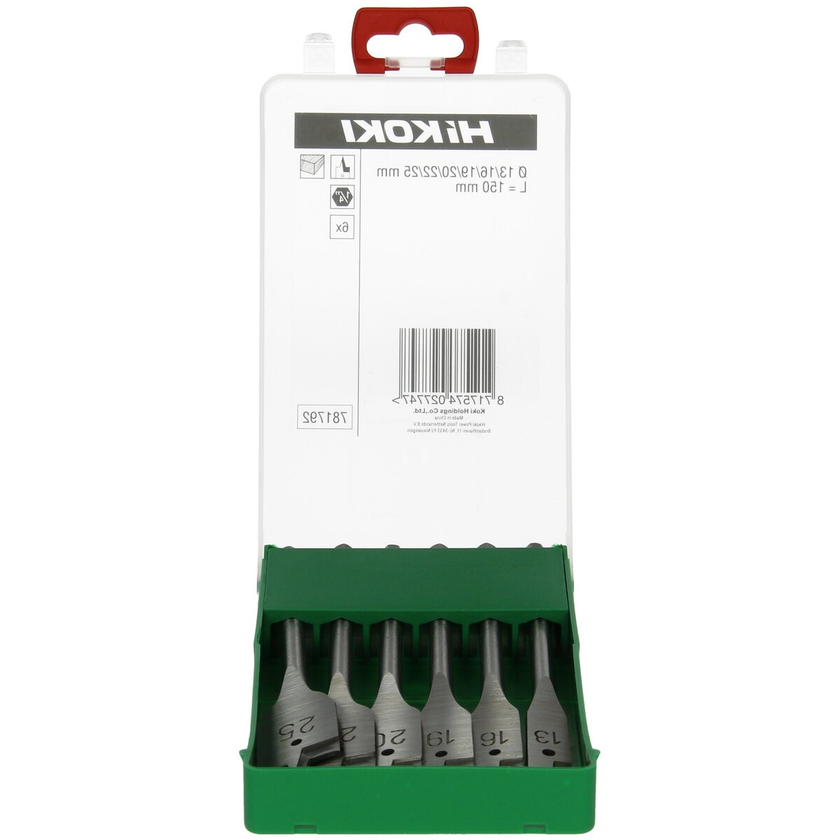 Juego de brocas de pala para madera (6 piezas) 13/16/19/20/22/25 x 150 mm