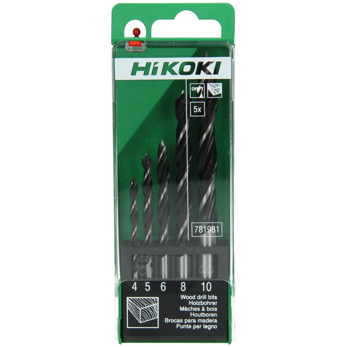 Juego de brocas de pala para madera de punta de espiga (5 piezas) 4/5/6/8/10 mm