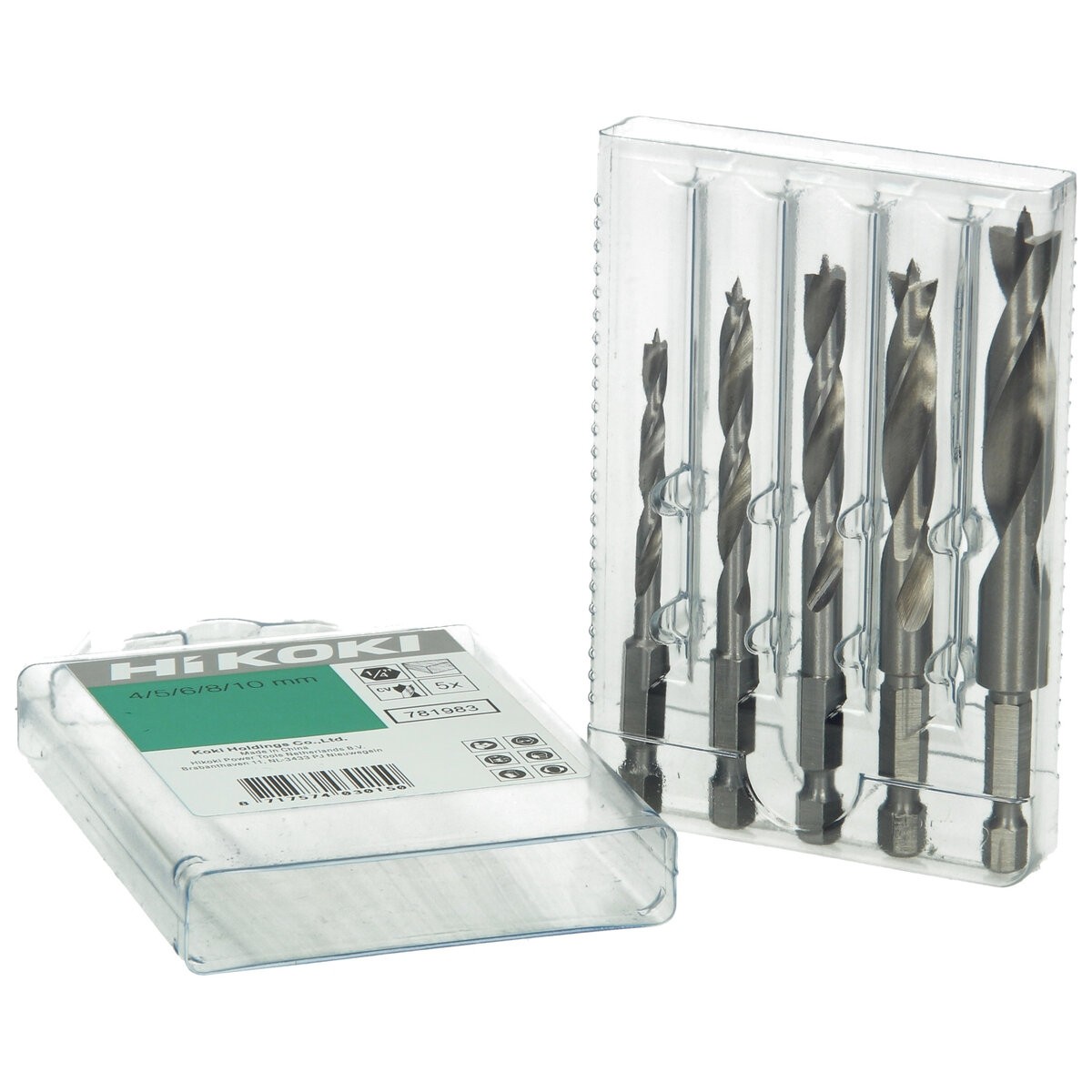 Juego de brocas para madera con punta de espiga (5 piezas) 1/4