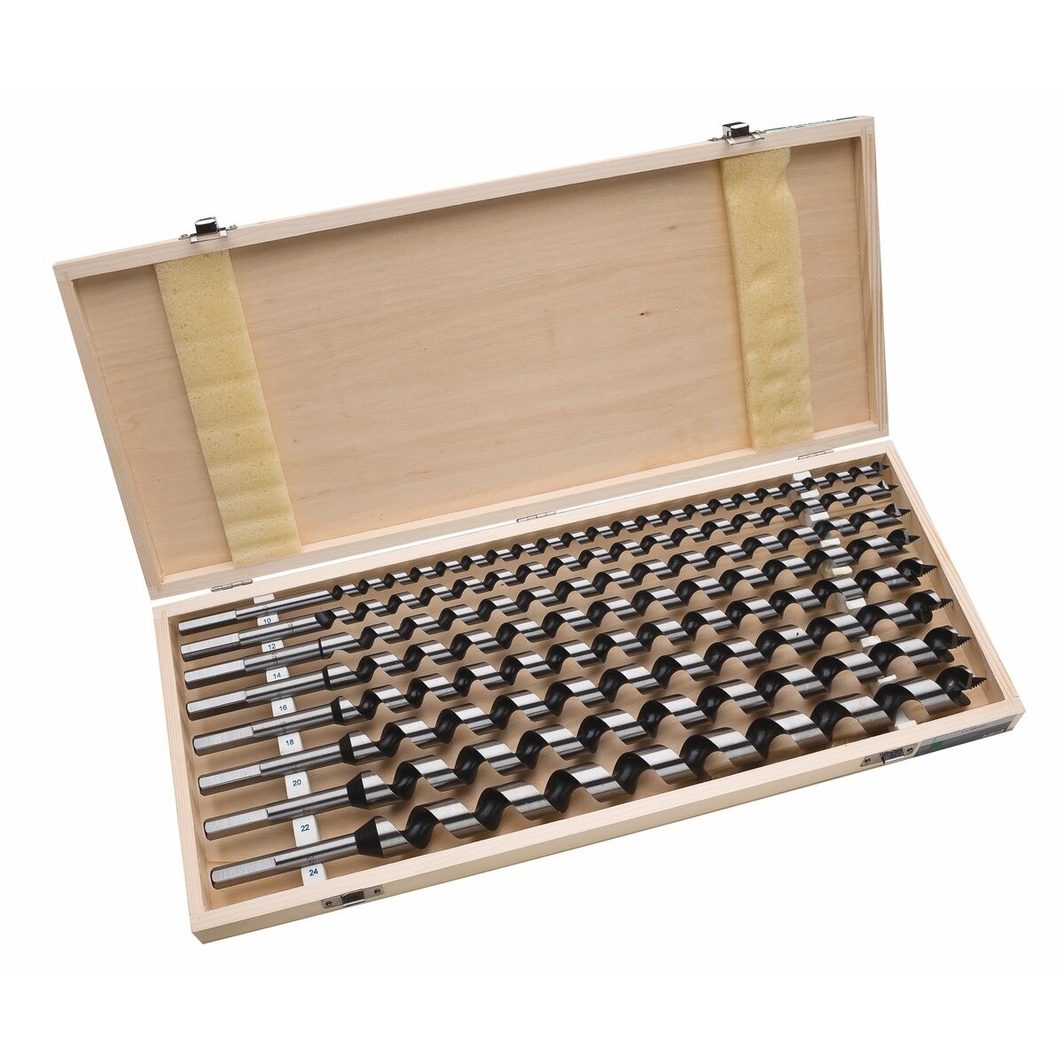 Cartucho de brocas de pala para madera 8 piezas (10/12/14/16/18/20/22/24 x 230 mm)