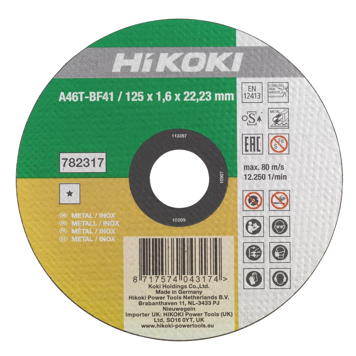 Disco de corte 115x1,6x22,23 mm plano HSP, acero Inox