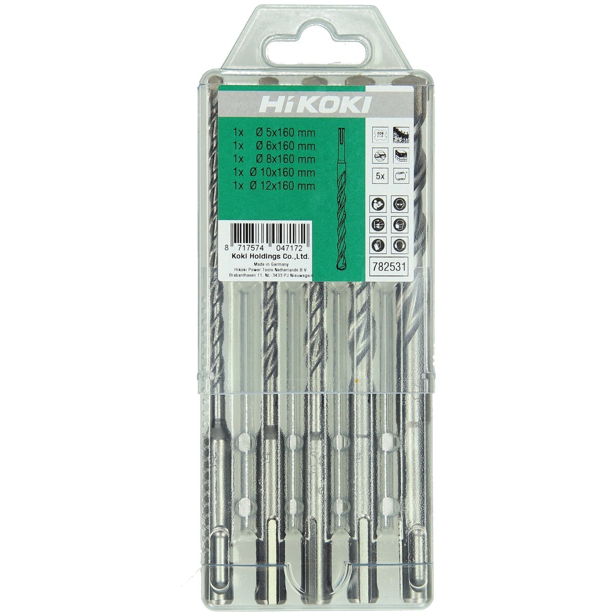 Juego de brocas para martillo SDS-Plus (5 piezas) 5/6/8/10/12 x 160 mm