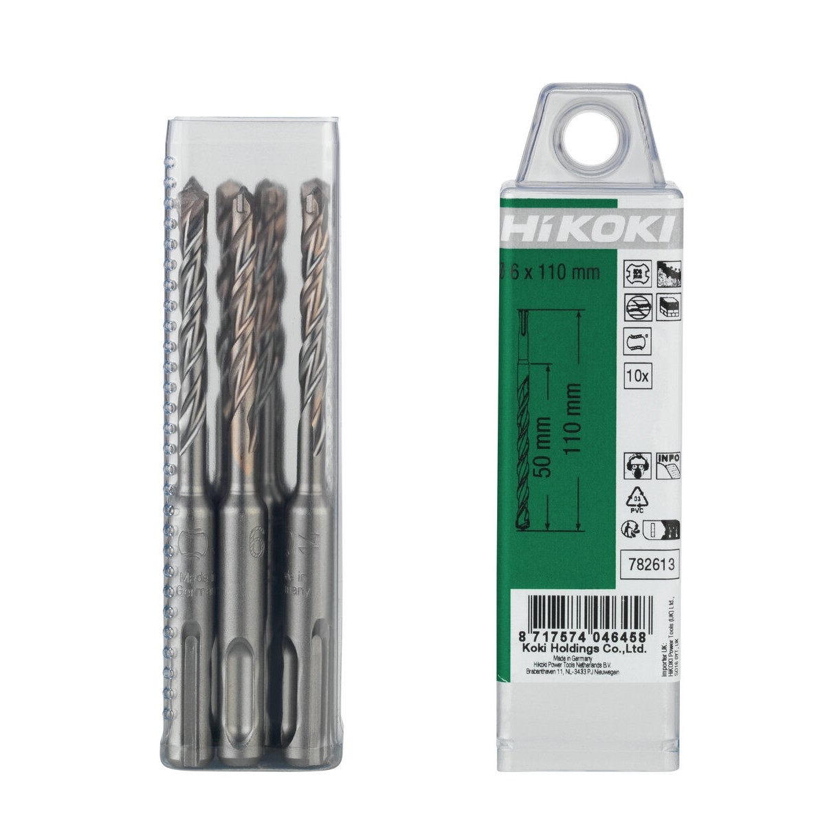 10 brocas para martillo SDS-Plus 2 cortadores 5 x 50/110 mm