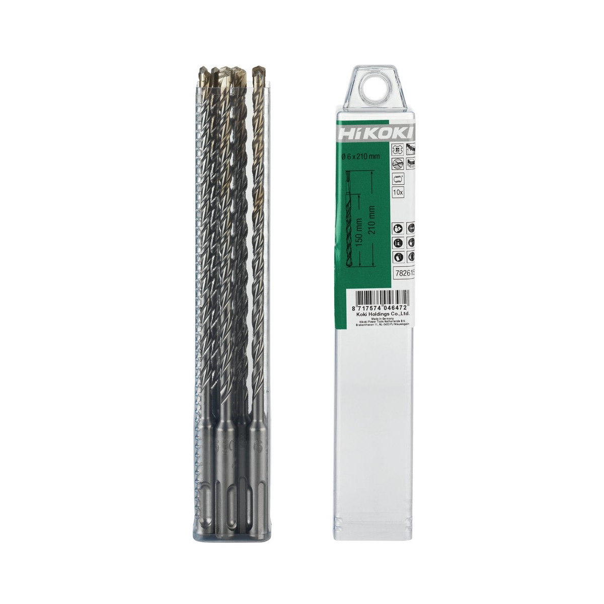 10 brocas para martillo SDS-Plus 2 cortadores 6 x 200/260 mm