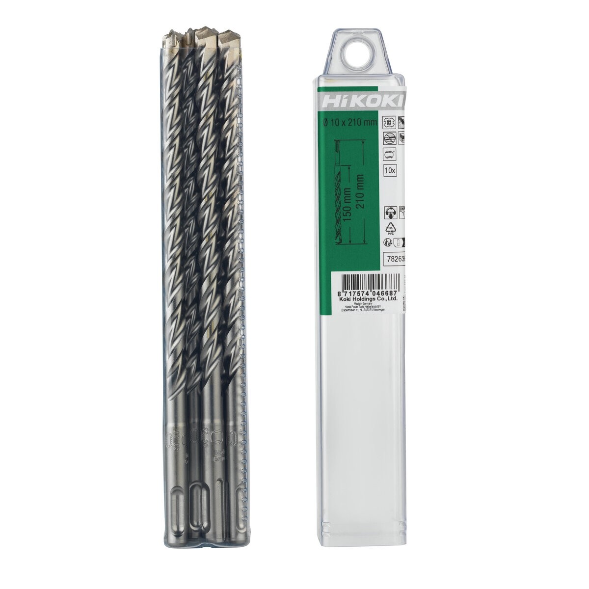 10 brocas para martillo SDS-Plus 2 cortadores 10 x 150/210 mm