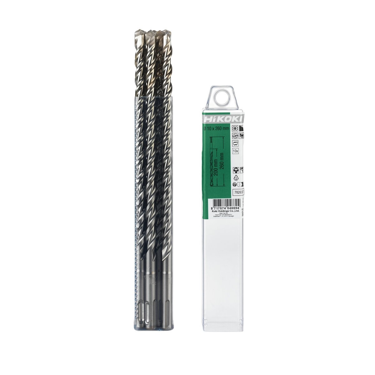 10 brocas para martillo SDS-Plus 2 cortadores 10 x 200/260 mm