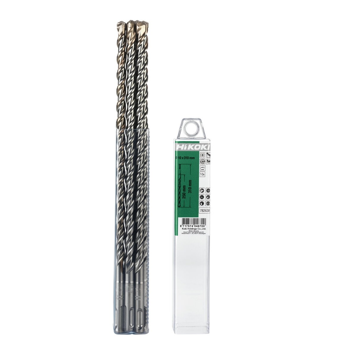 10 brocas para martillo SDS-Plus 2 cortadores 10 x 250/310 mm