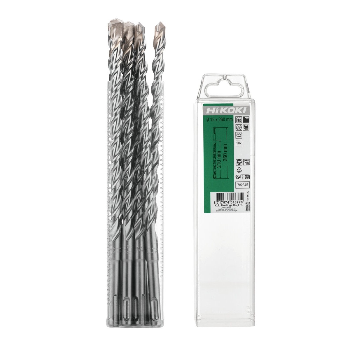 10 brocas para martillo SDS-Plus 2 cortadores 12 x 210/260 mm