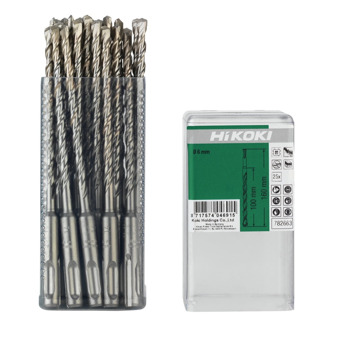 25 brocas para martillo SDS-Plus 2 cortadores 5 x 100/160 mm