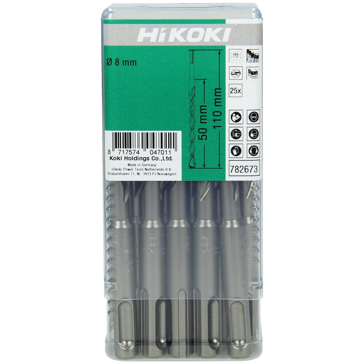 25 brocas para martillo SDS-Plus 2 cortadores 8 x 50/110 mm