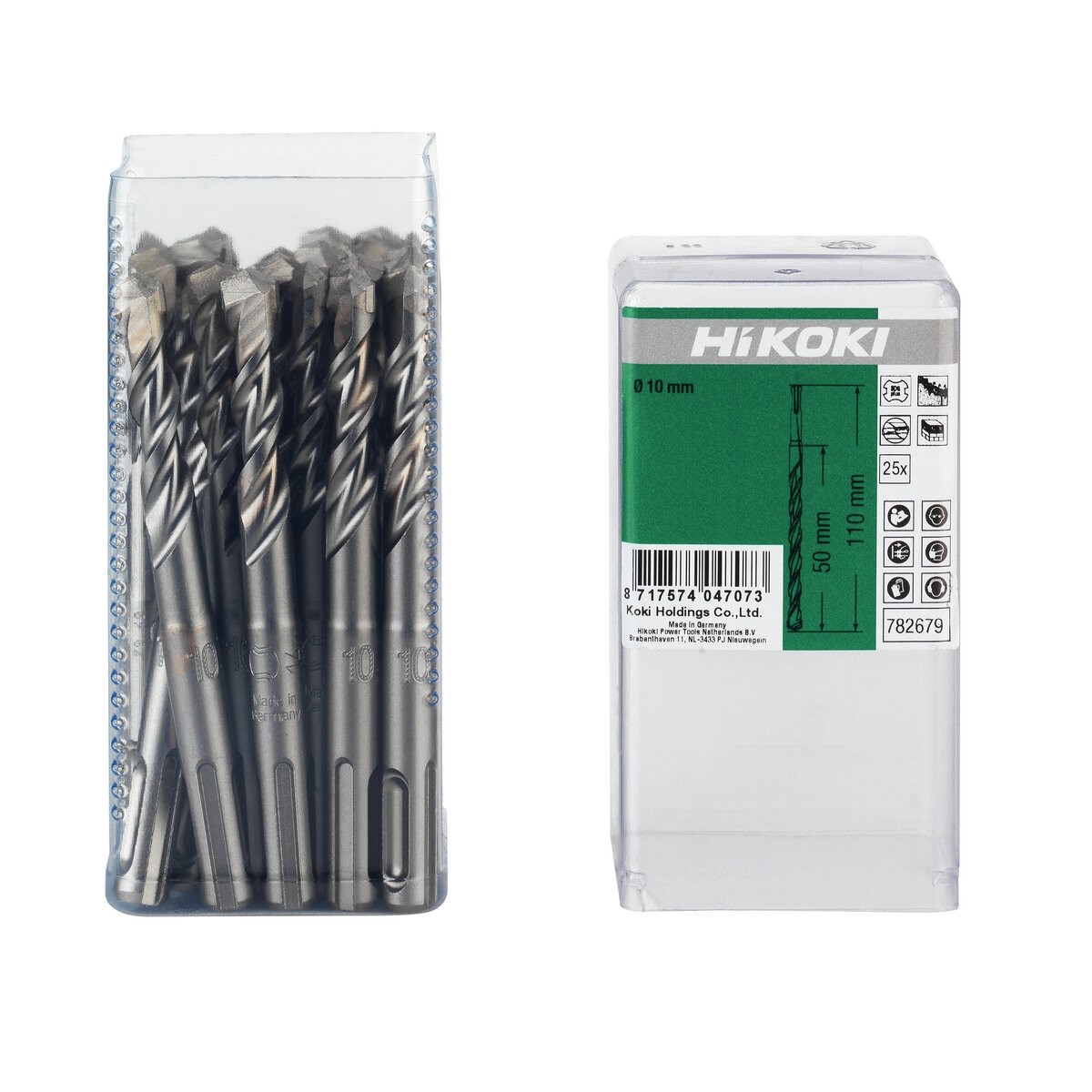 25 brocas para martillo SDS-Plus 2 cortadores 10 x 50/110 mm