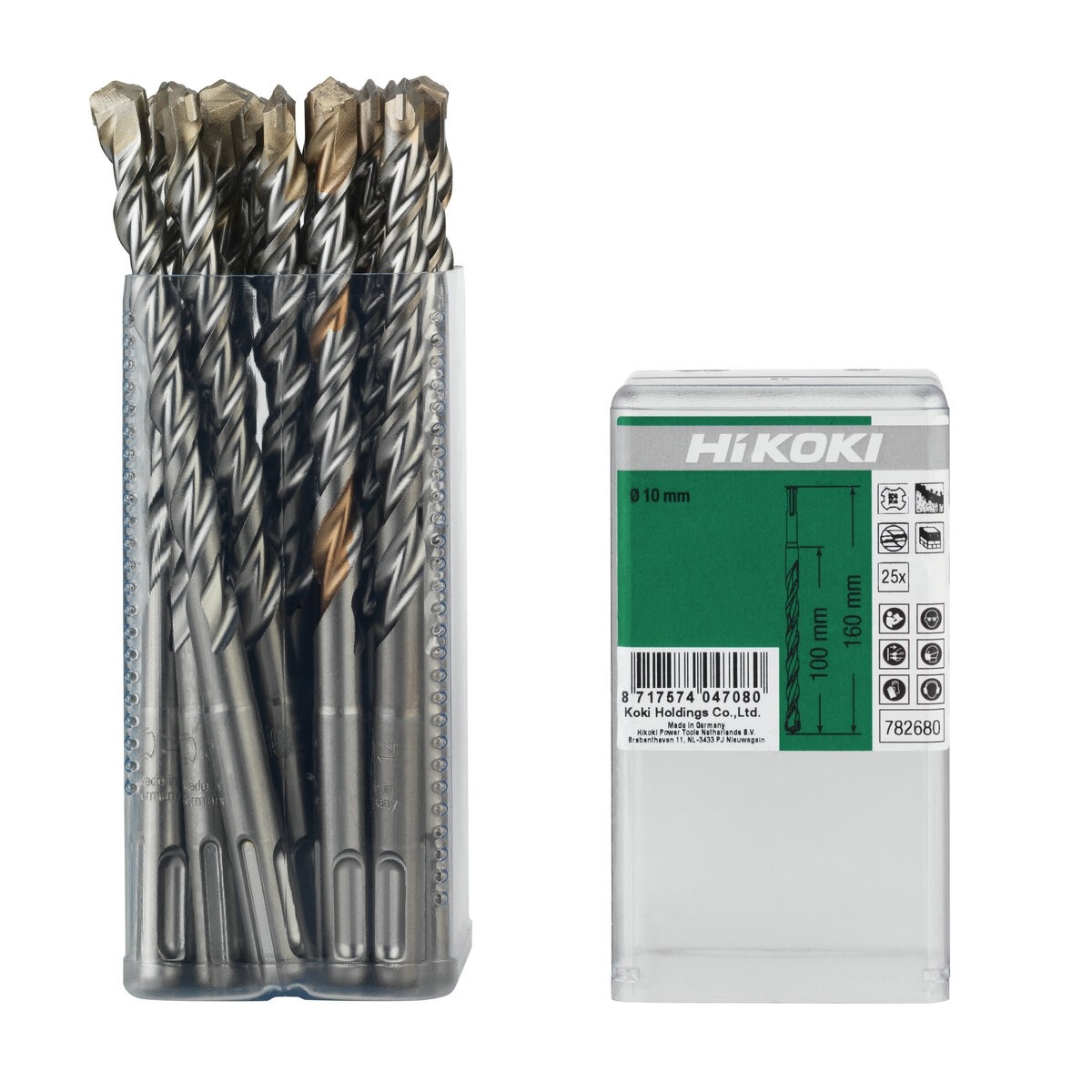 25 brocas para martillo SDS-Plus 2 cortadores 9 x 100/160 mm