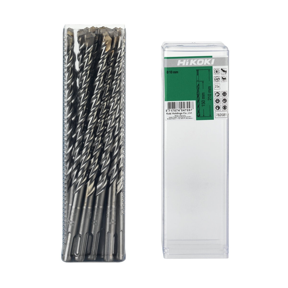 25 brocas para martillo SDS-Plus 2 cortadores 8 x 200/260 mm