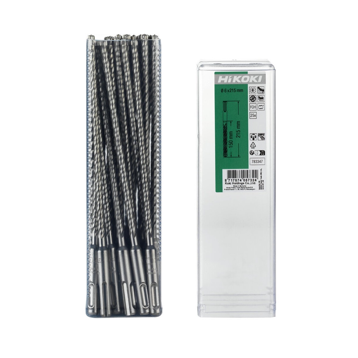 25 brocas para martillo SDS-Plus con cabeza carburo (FCH) 4 cortadores 5 x 100/165 mm