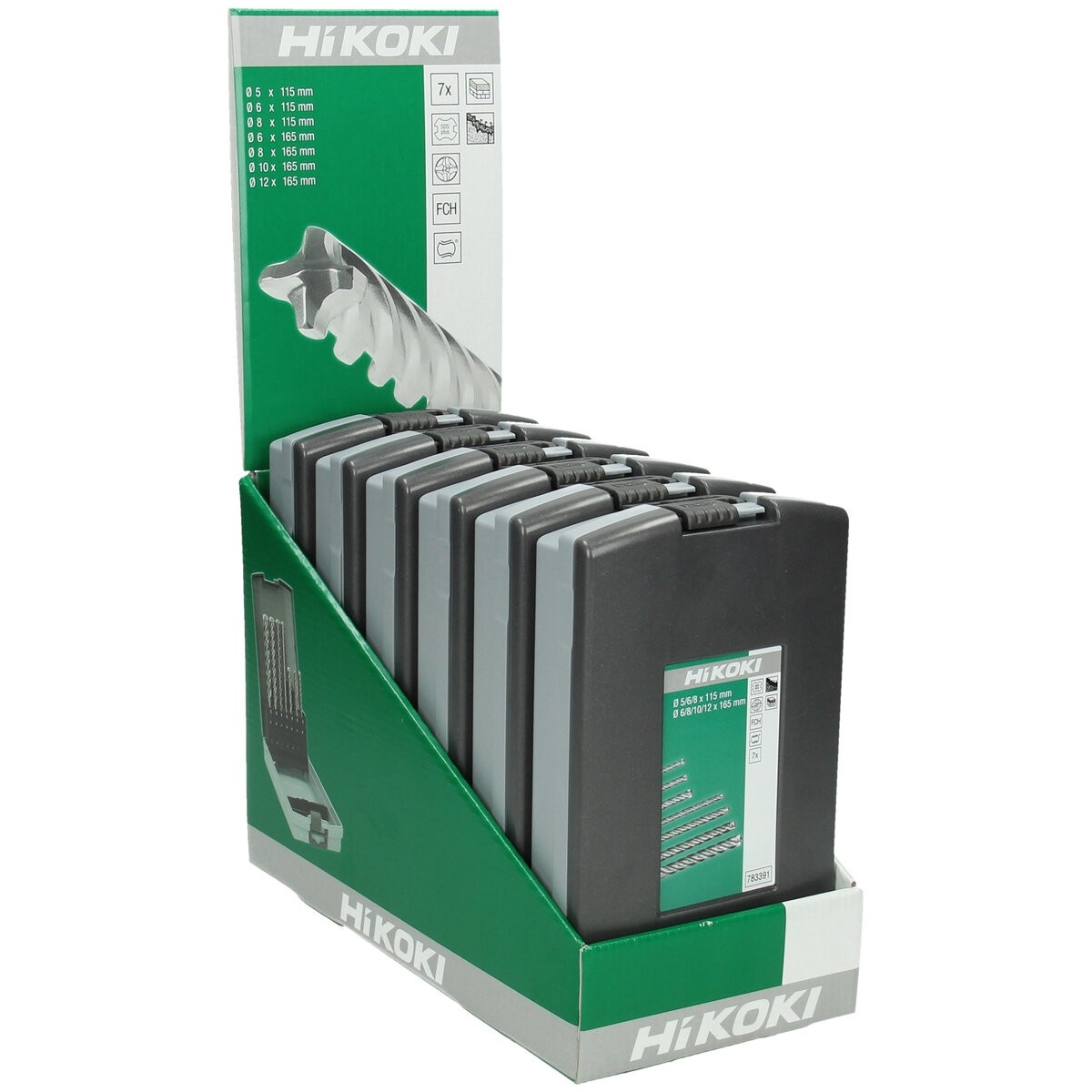 Juego de brocas para martillo SDS-Plus con cabeza completa carburo (FCH) 4 cortadores (7 piezas) 5/6/8 x 115 mm 6/8/10/12 x 165 mm