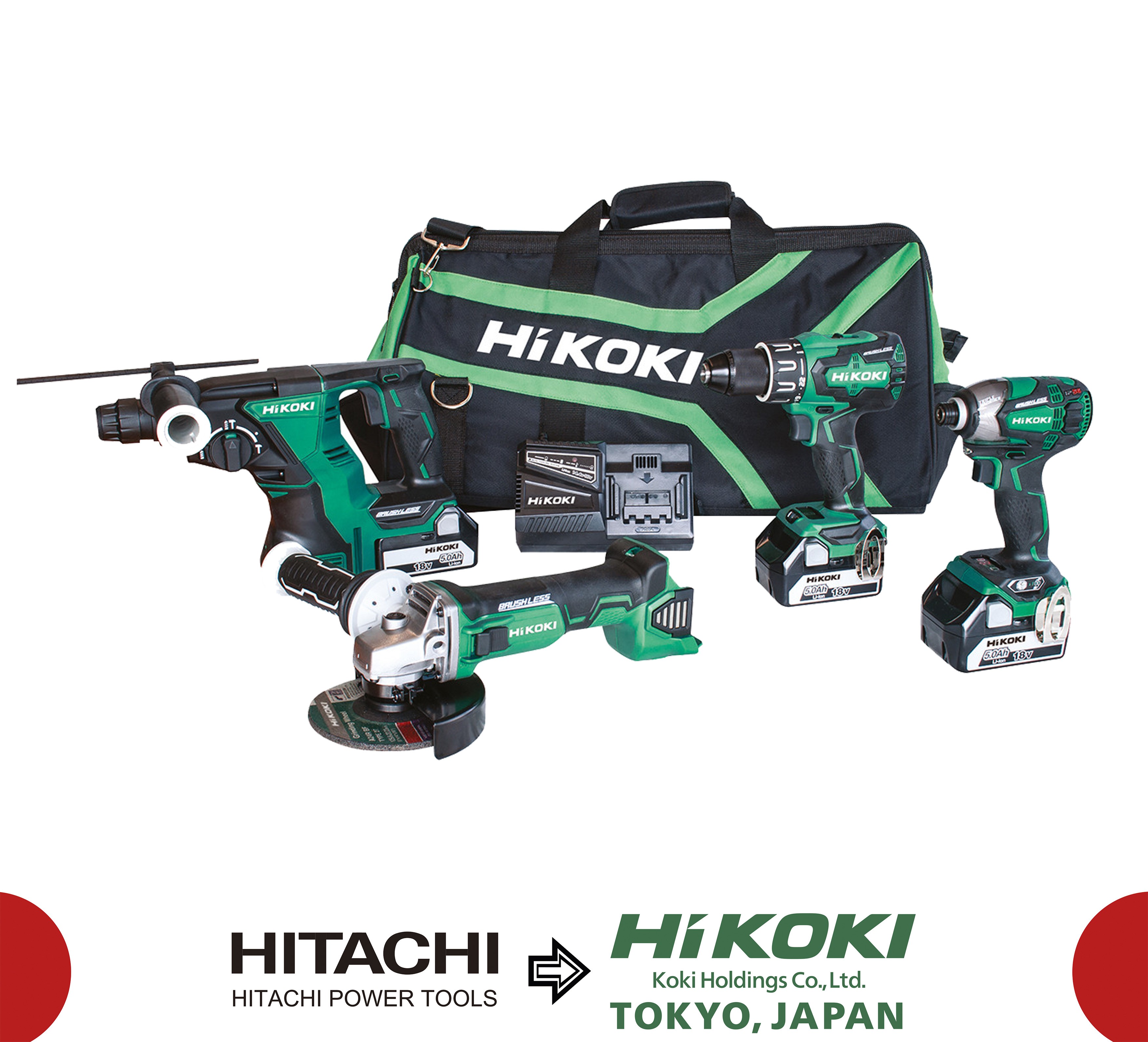 KC18DG4L Kit Combo Brushless 18V - 5.0Ah (DH18DBLW4 + DV18DBSLW3 + G18DBLW7 + WH18DBDL2W4)