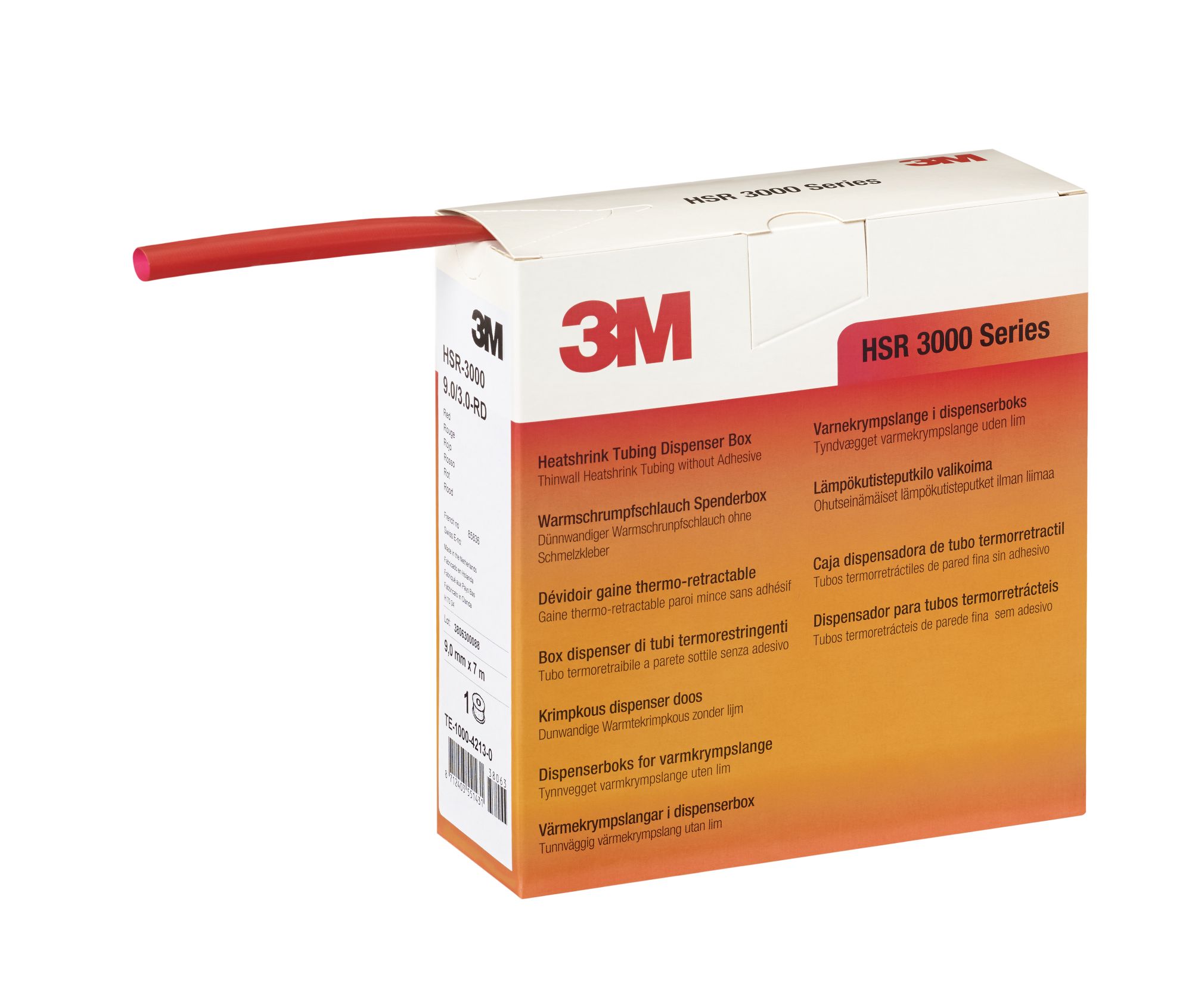 3M™ Tubo HSR3000 Termorretráctil de pared fina, Color rojo (6,0/2,0mm 10m)