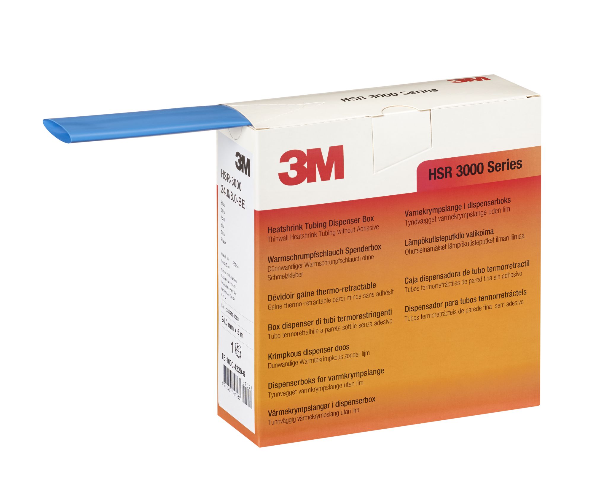 3M™ Tubo HSR3000 Termorretráctil de pared fina, Color Azul (24,0/8,0mm 5m)