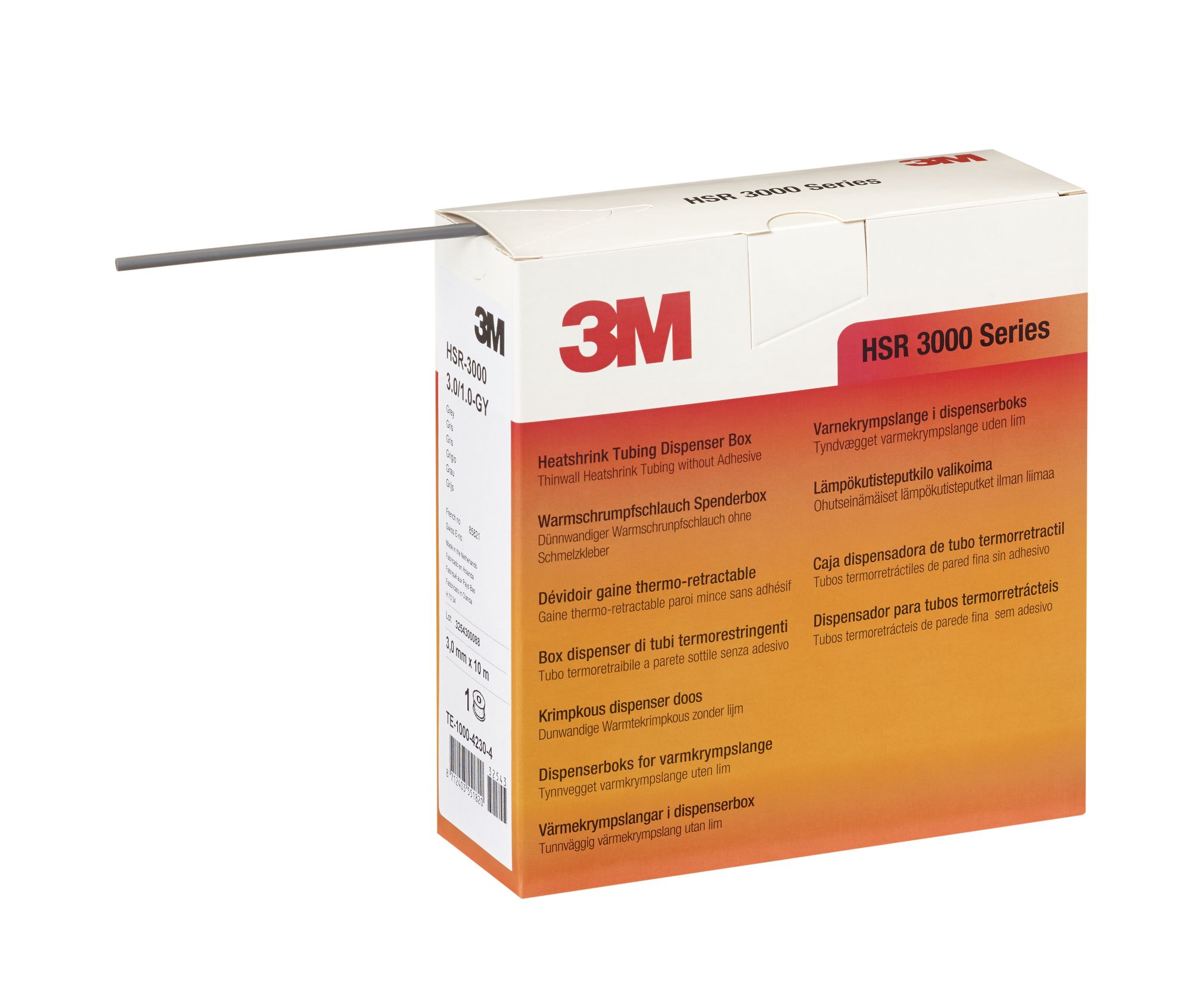 3M™ Tubo HSR3000 Termorretráctil de pared fina, Color Gris (3,0/1,0mm 10m)