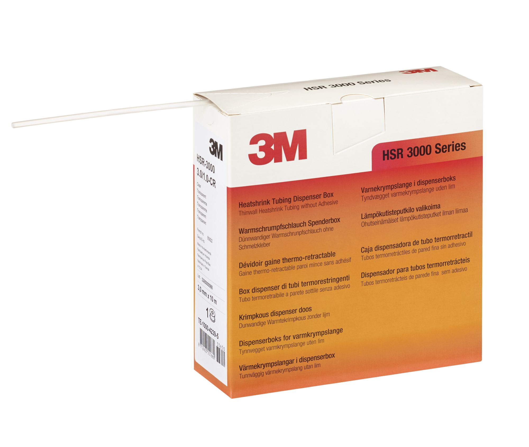 3M™ Tubo HSR3000 Termorretráctil de pared fina, transparente (3,0/1,0mm 10m)