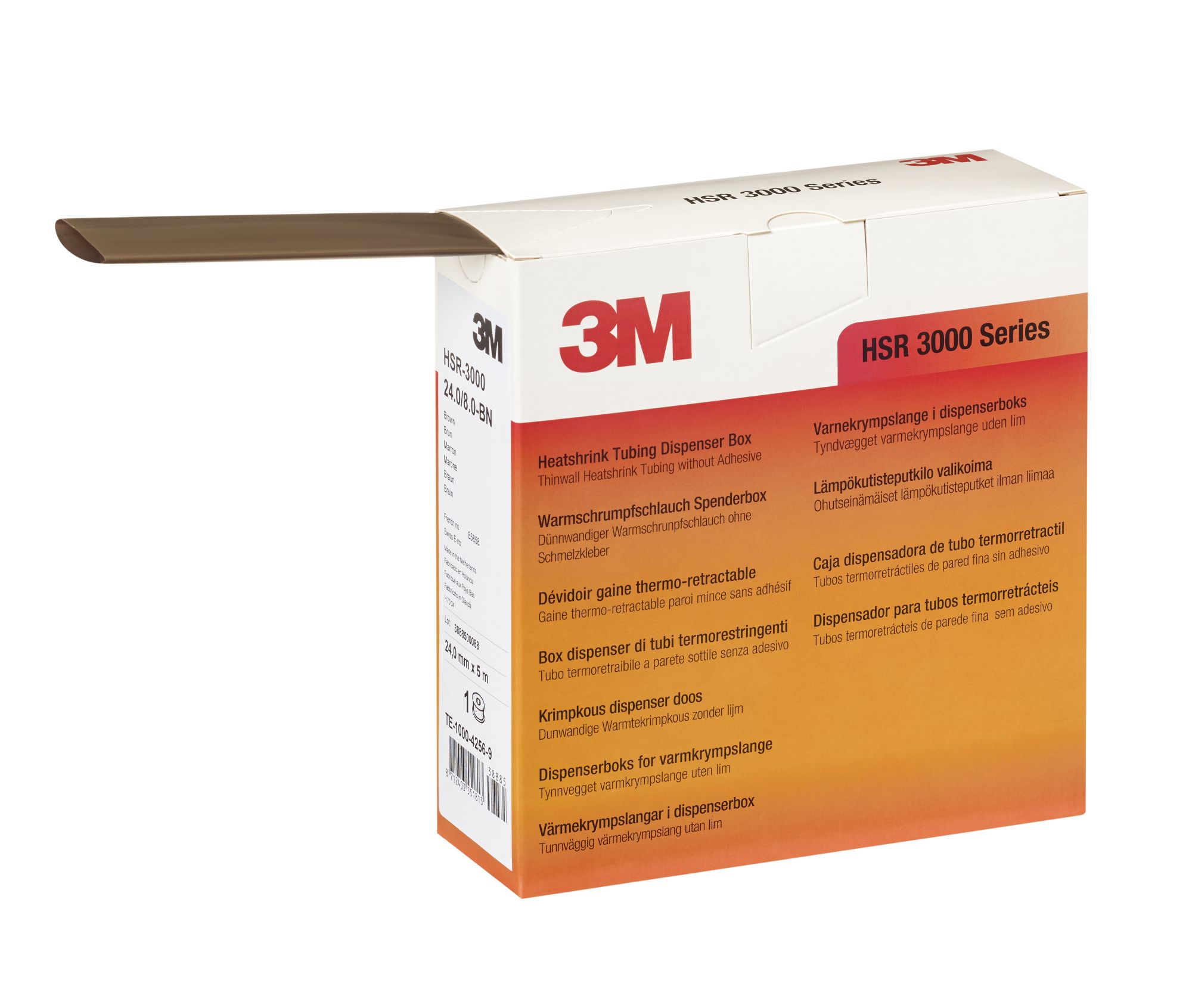 3M™ Tubo HSR3000 Termorretráctil de pared fina, Color Marrón (1,5/0,5mm 12m)