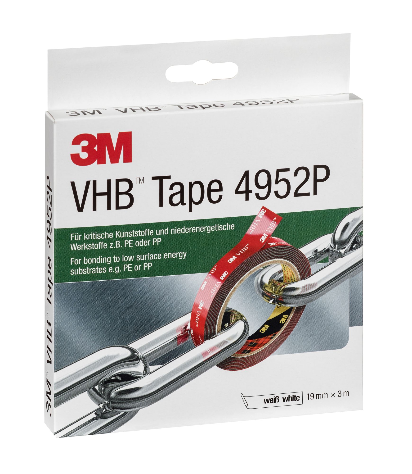 3M™ VHB™ Cinta de Espuma Acrílica 4952P, Blanco, 19 mm x 3 m, 1.1 mm