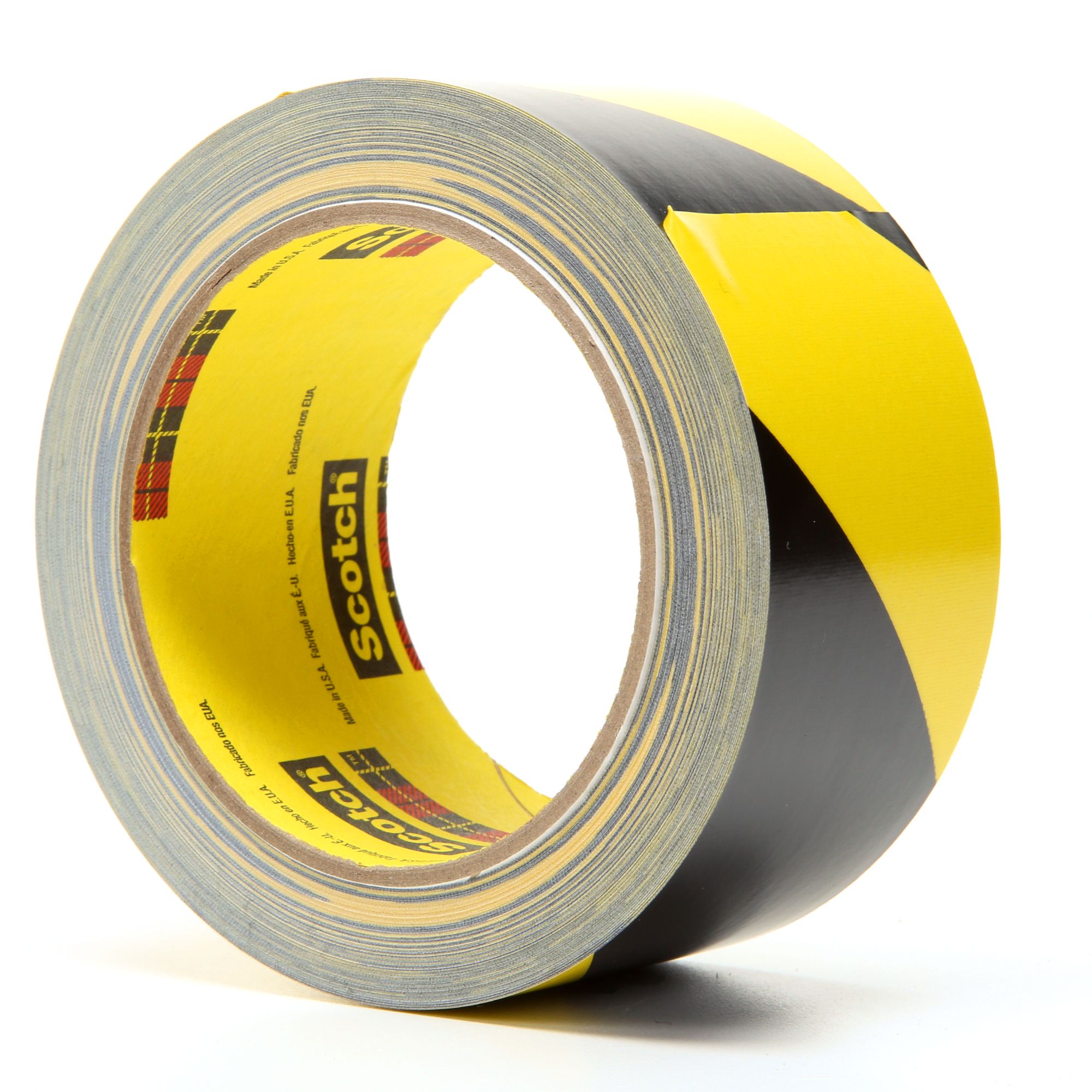 3M™ Cinta Premium de Vinilo con Franjas de Seguridad 5702, Amarillo/Negra, 76 mm x 33 m, 0.14 mm
