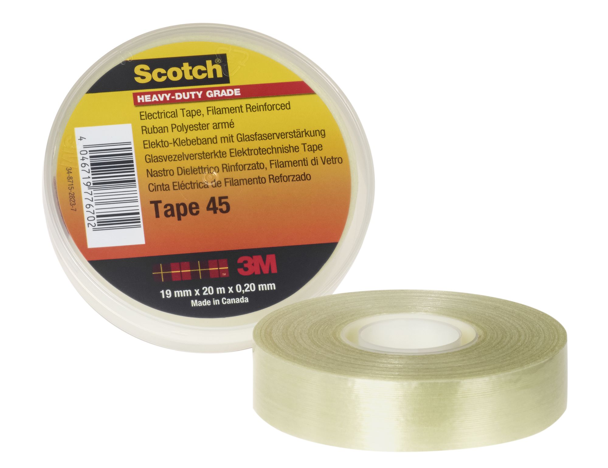 3M™ 45 Cinta Reforzada de Filamentos, transparente, 19mm x 20m