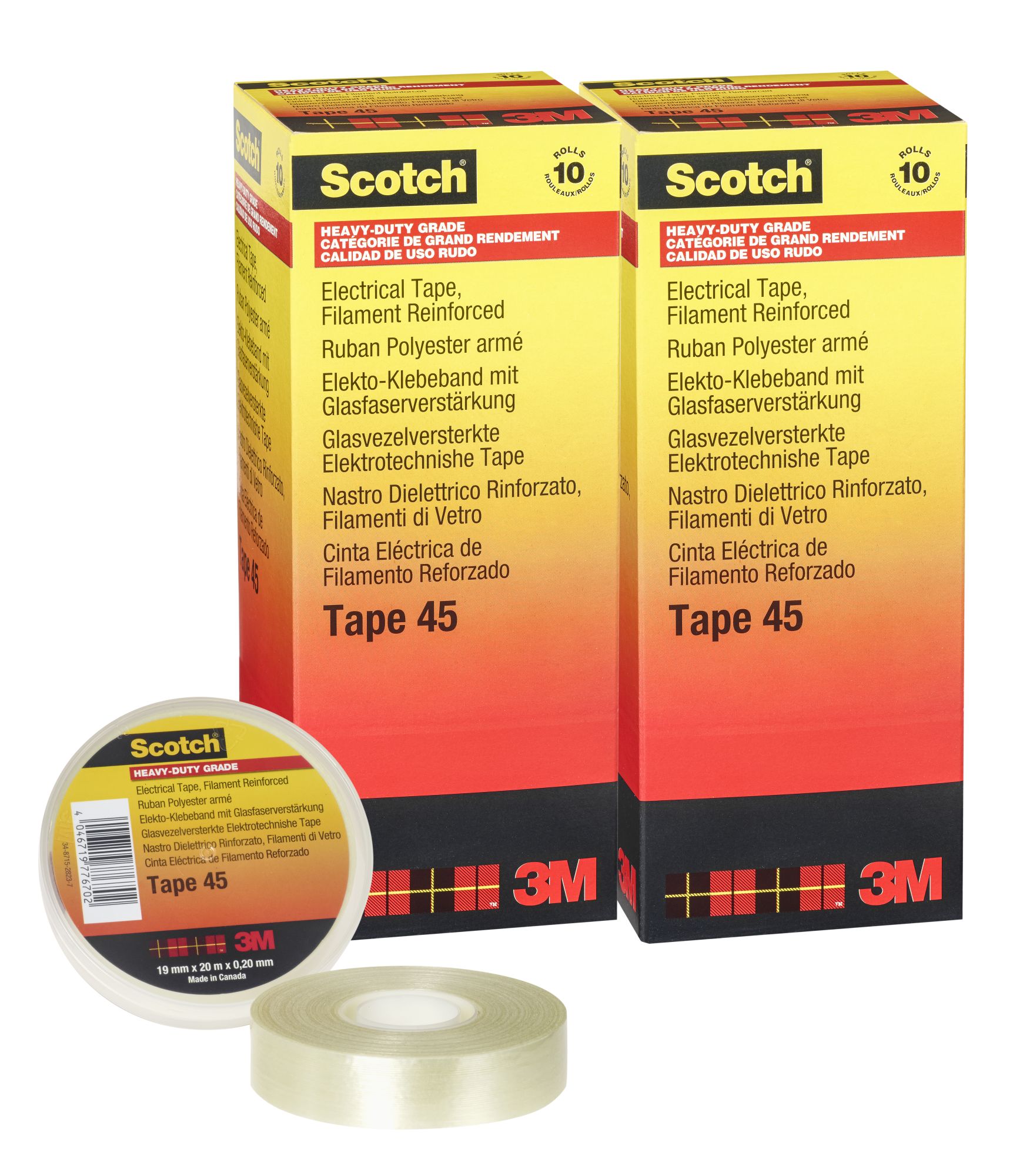 3M™ 45 Cinta Reforzada de Filamentos, transparente, 19mm x 20m