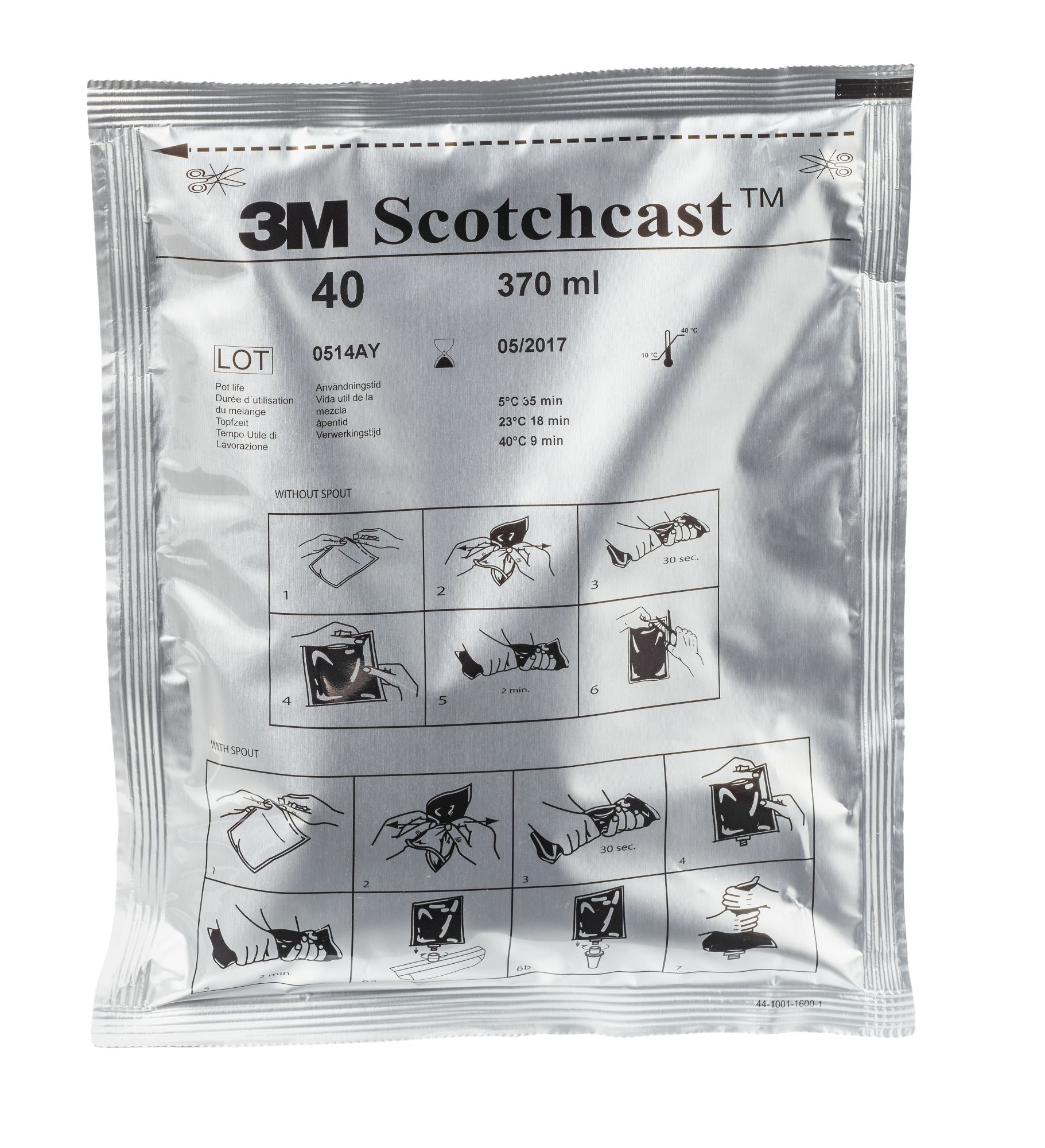 3M™ Scotchcast™ Resina nº 40. Bolsa Unipack C - (SIN VÁLVULA) * (Resina bi-componente retardante de la llama base de poliuretano)