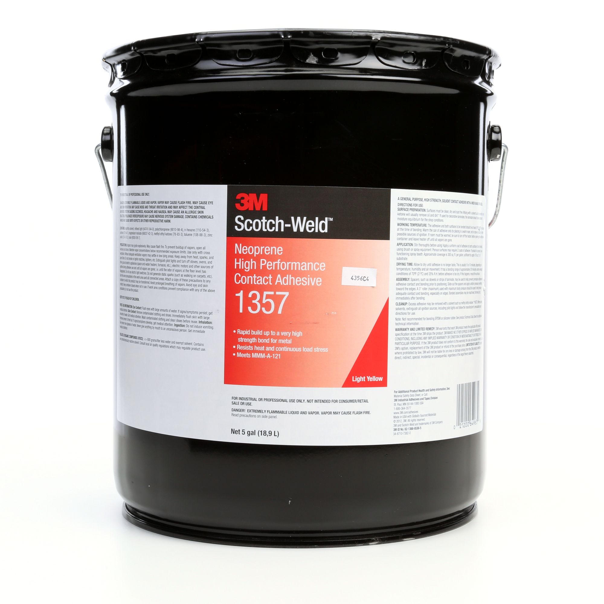 3M™ Adhesivo de contacto de neopreno de altas prestaciones 1357, Verde-Gris, 20 L