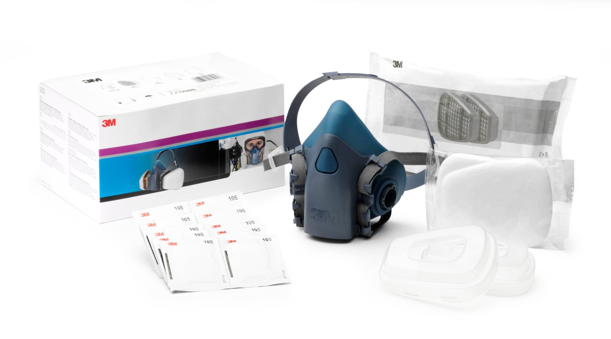 3M™ Kit de inicio de media máscara reutilizable, filtro A1P2 R, máscara mediana, 06772