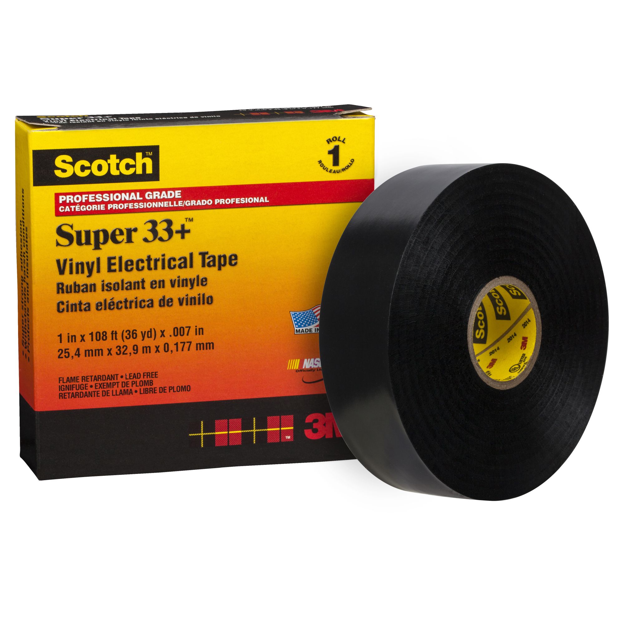 Scotch® Súper 33+  cinta eléctrica 25 mm x 33 m - Color Negro