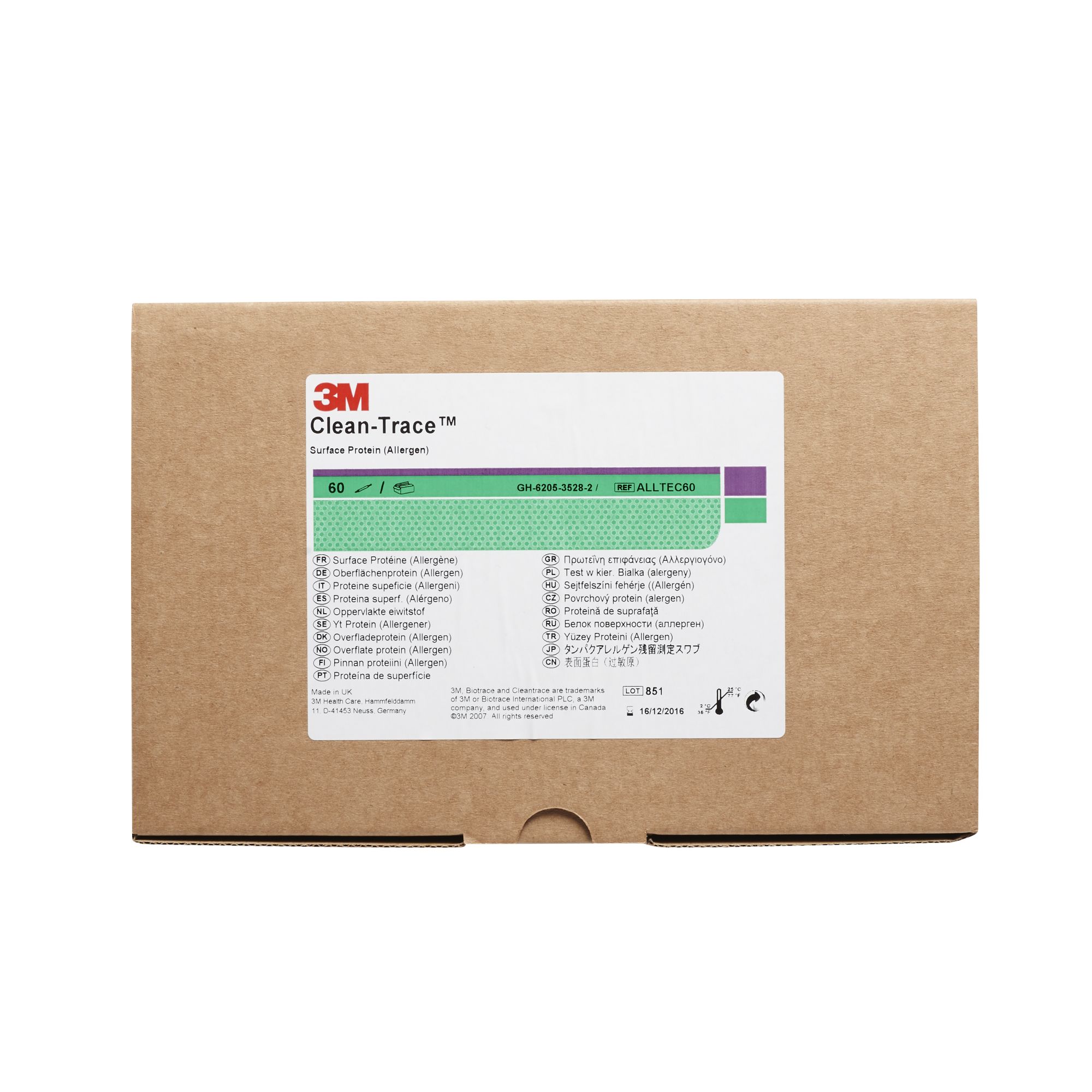 Bastoncillo de análisis de proteínas en superficies (alérgenos) 3M™ Clean-Trace™ ALLTEC60, caja de 60 unidades