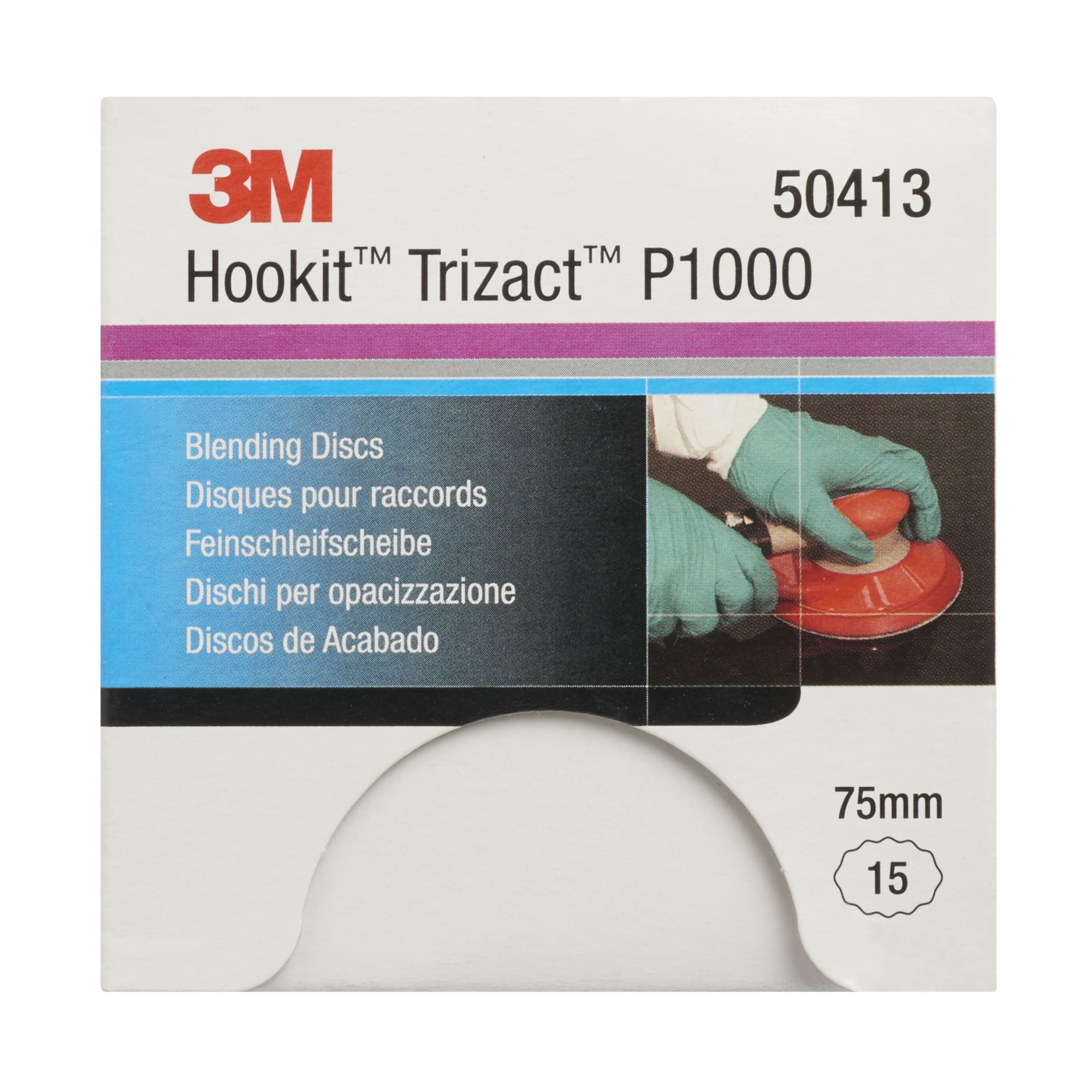 3M™ Trizact™ Hookit™ Disco abrasivo de acabado 443SA, 75 mm, sin agujeros, P1000, 50413