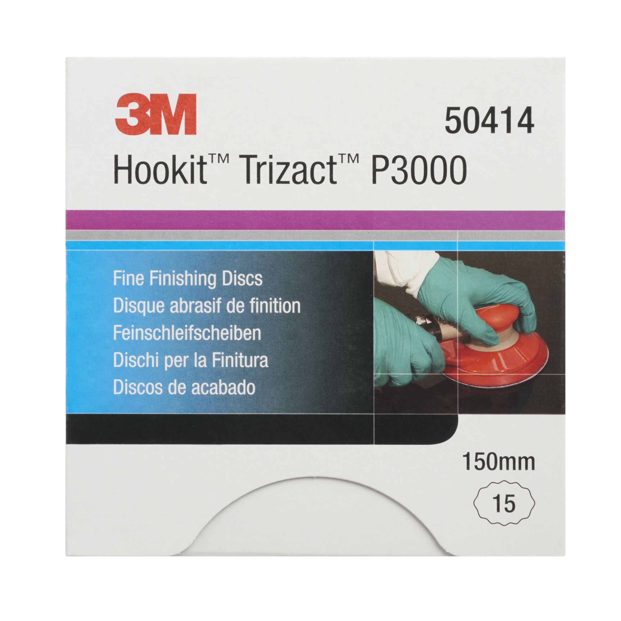 3M™ Trizact™ Hookit™ Disco abrasivo de acabado 443SA, 150 mm, sin agujeros, P3000, 50414