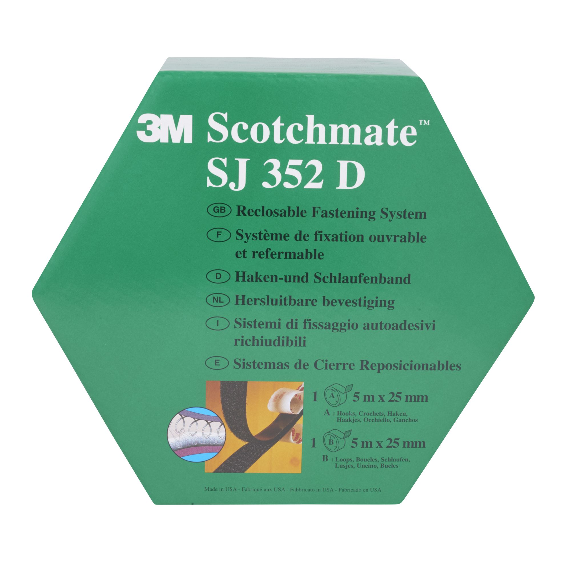 3M™ Sistemas de Unión Desmontable SJ352D, Negro, 25 mm x 5 m, 4.4 mm